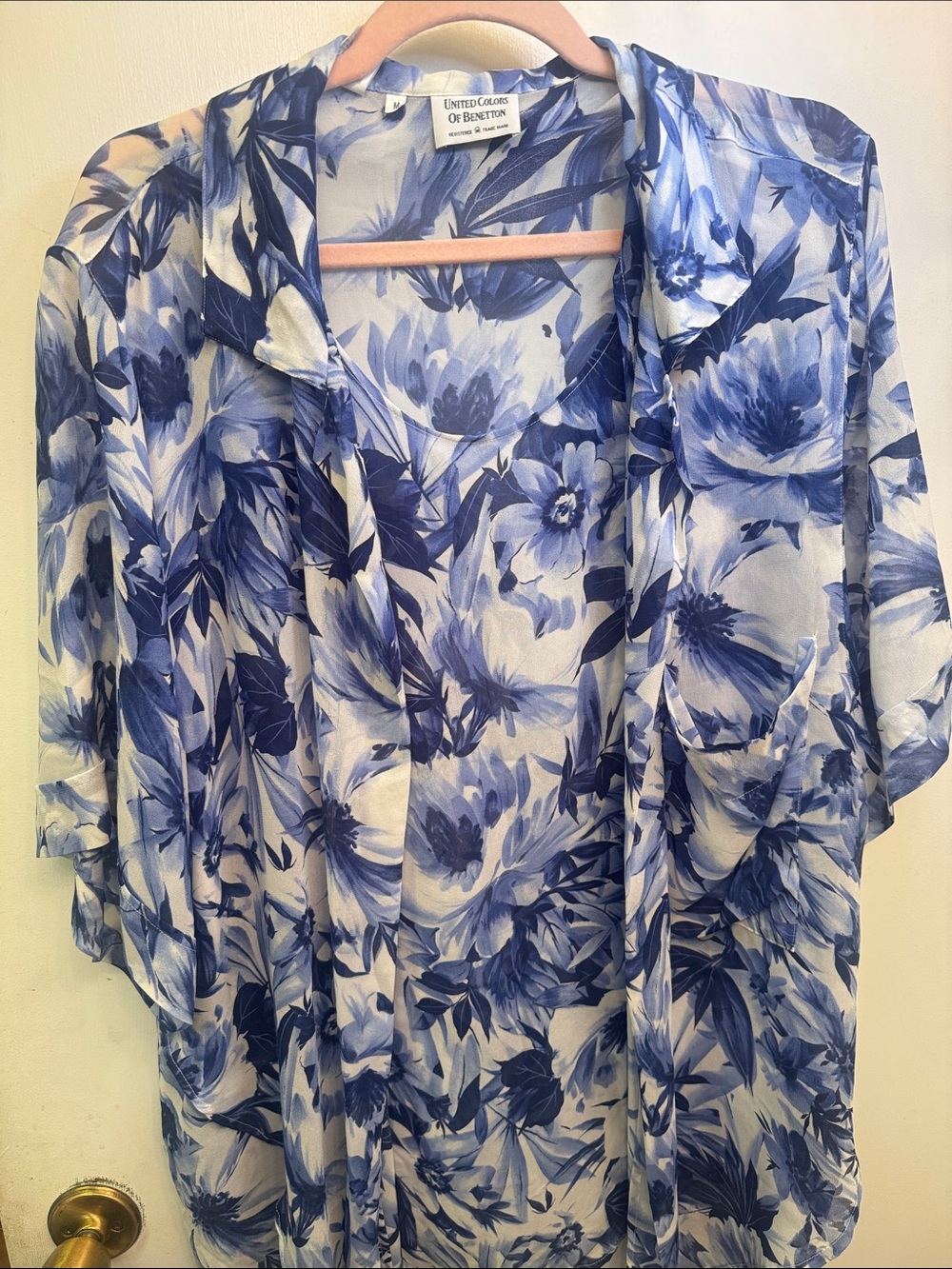 United Colors Of Benetton Blue Floral Open-Front Kimono Tunic